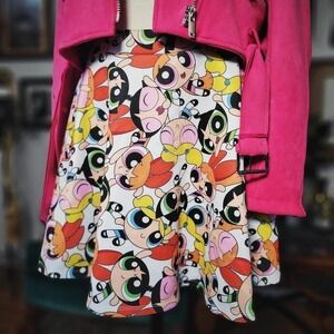 Powerpuff Girls Skater Skirt Cartoon Network All Over Print Flare Pockets Large